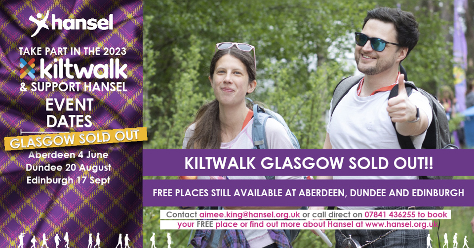 Take on a Kiltwalk in aid of Hansel for free!